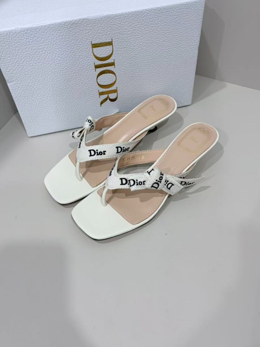 Authentic Dior White Leather Thong Sandals